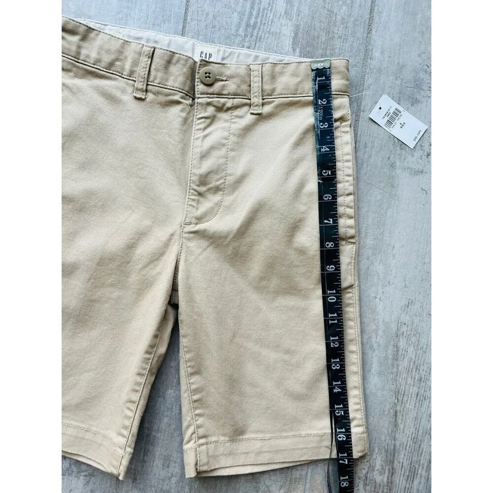 Gap Kids Boys Flat Front Khaki Tan Uniform Chino Cotton Shorts NEW 8 Regular